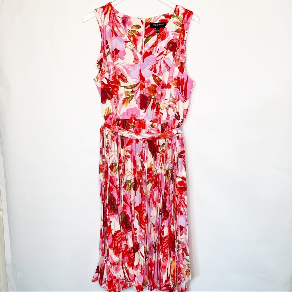 NWT - Lane  Bryant Pink & Red Floral Dress (14) - Picture 2 of 7